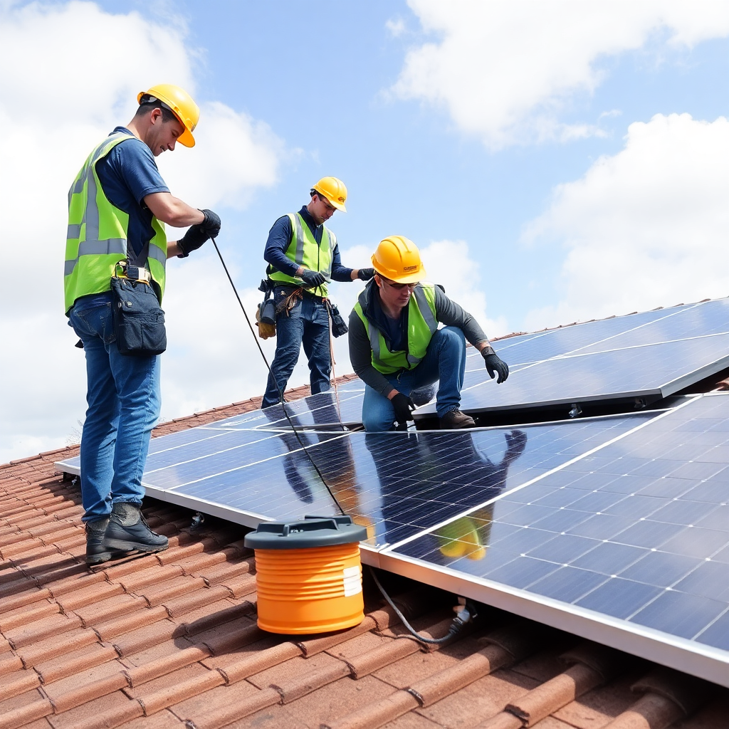 HTM Solar team installing solar panels